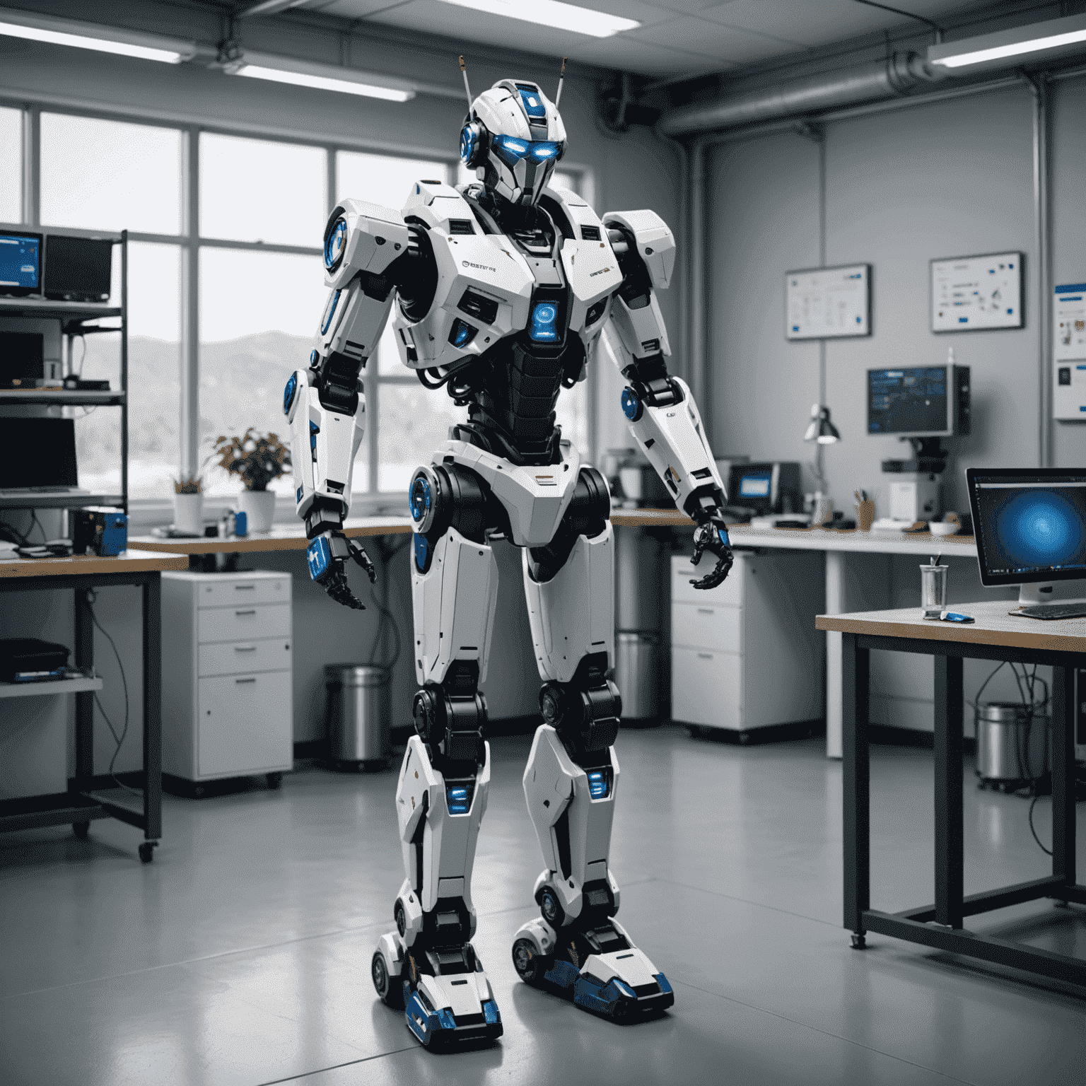 NeuronX humanoid robot in a futuristic lab environment