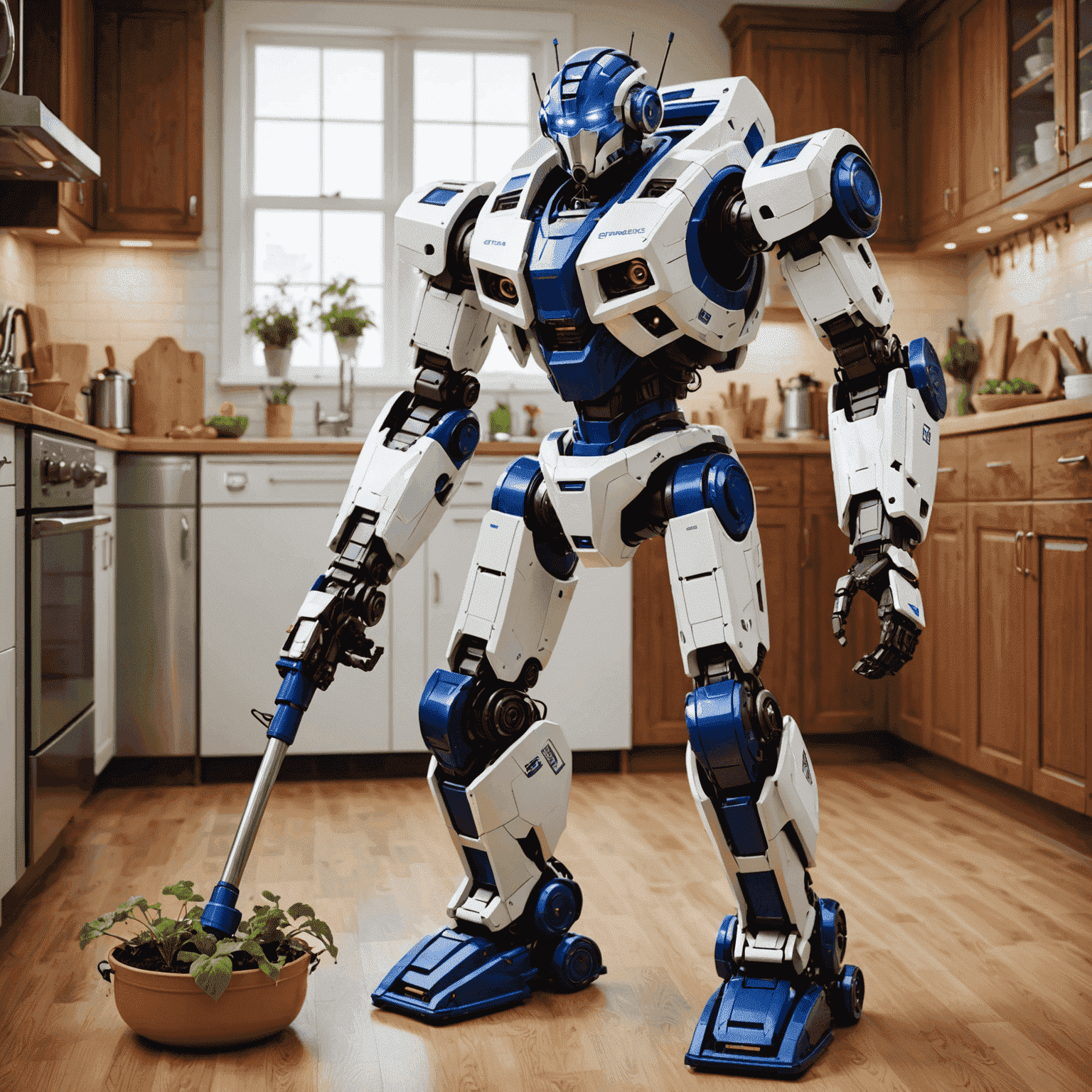 NeuronBot-X completing domestic tasks like cooking and gardening