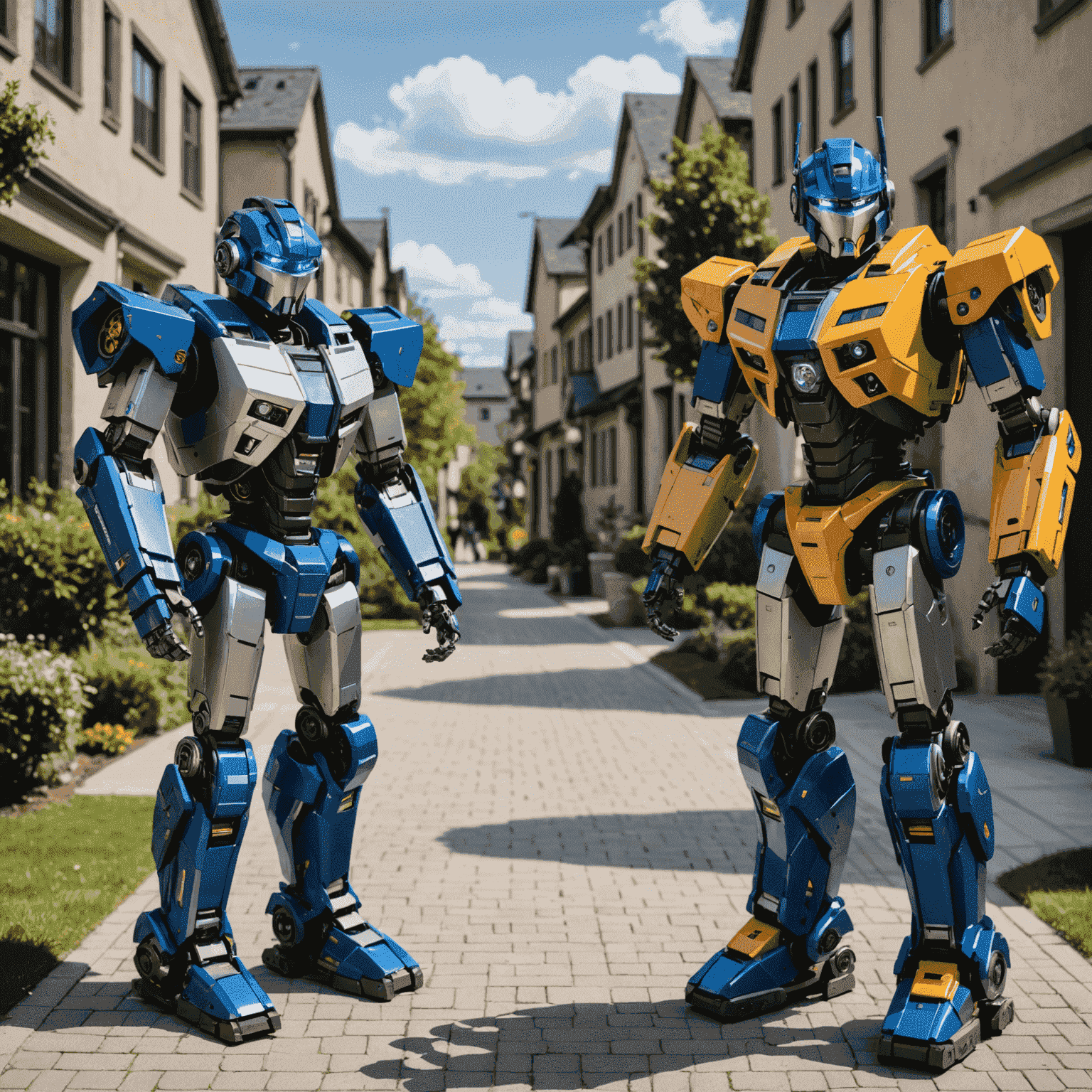 Split screen image showing contrasting scenarios of Optimus Gen 2 adoption: one side with advanced robotics in a wealthy area, the other showing traditional labor in a less affluent region